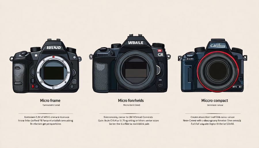 Visual representation of different camera sensor sizes and their relative dimensions