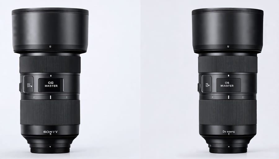 Sony G lens and Sony G Master lens side by side for comparison