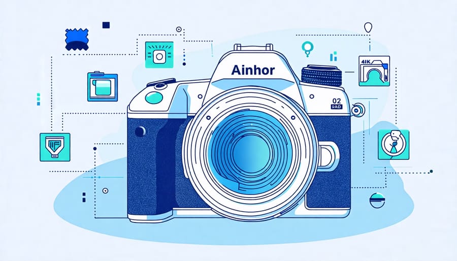 Conceptual representation of AI features in a modern digital camera