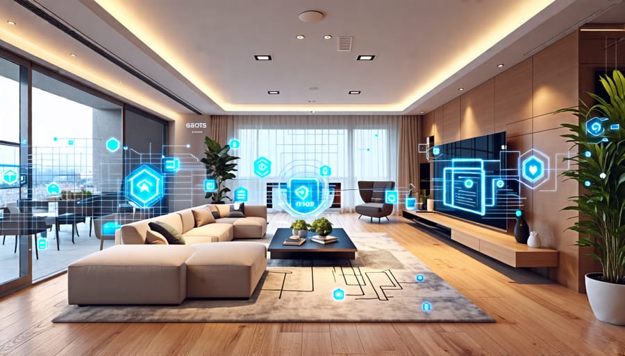 A beautifully composed interior of a modern home integrated with virtual elements, illustrating the concept of stunning virtual tours in real estate.