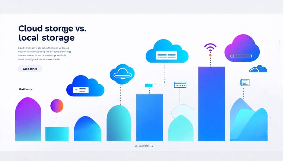 Chart comparing environmental impact of cloud and local storage options