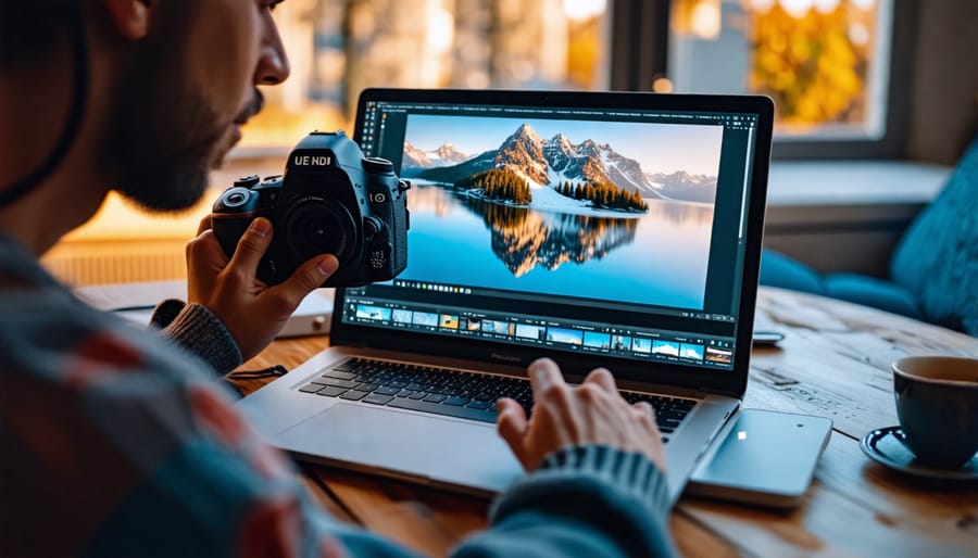 Photographer editing images with user-friendly software