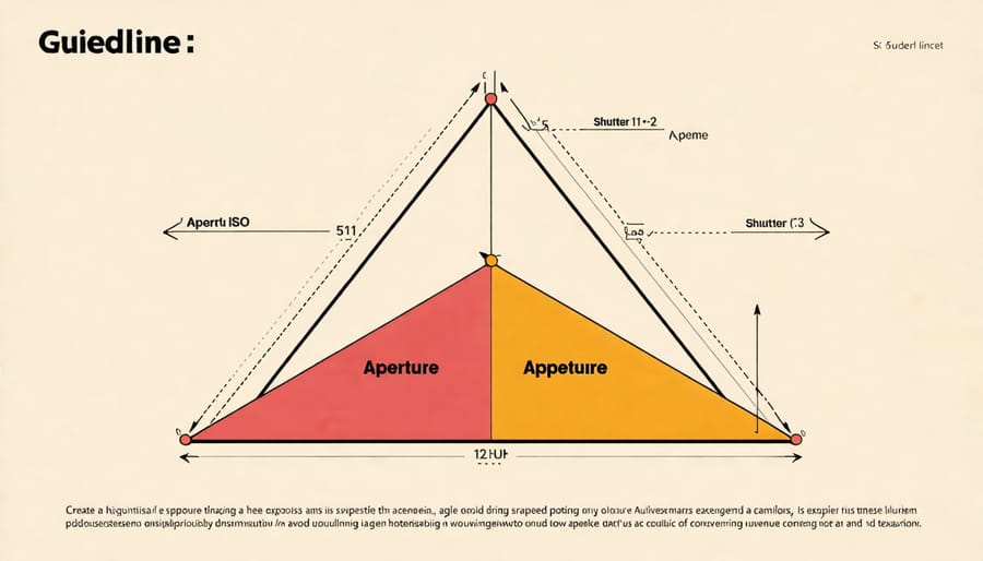 Diagram showing the relationship between ISO, aperture, and shutter speed in the exposure triangle