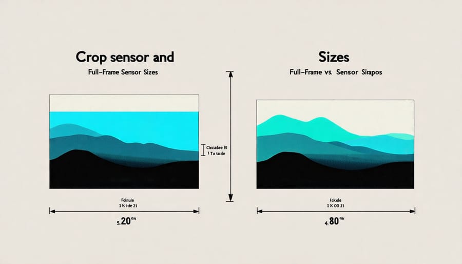 Illustration comparing the physical sizes of full-frame and crop sensors