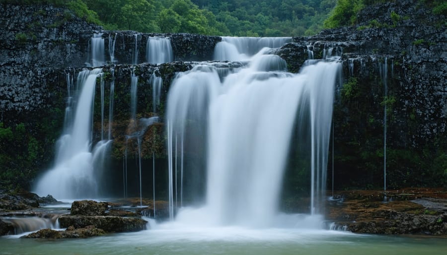 Silky smooth waterfall captured with slow shutter speed