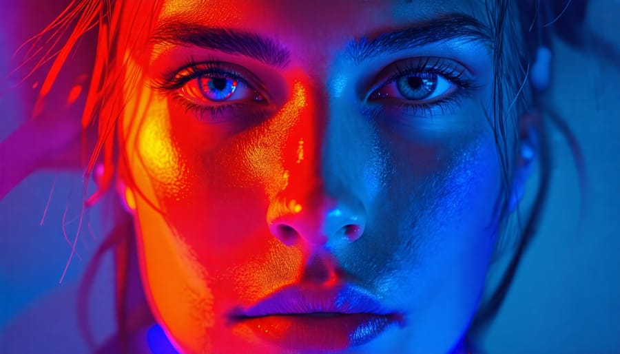 Creative portrait photography using colored lighting gels for artistic effect