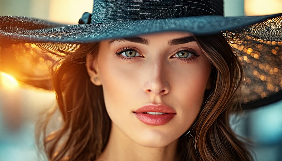 Stylish portrait incorporating a fashionable hat as a prop