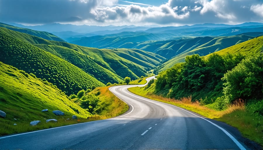 Smartphone photo of a curving road leading the eye through a scenic landscape