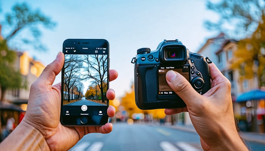 Comparing the ergonomics and handling of a smartphone camera and a point-and-shoot camera