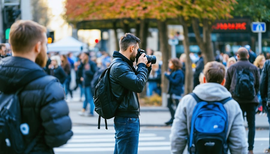 Candid street photography scene in a city