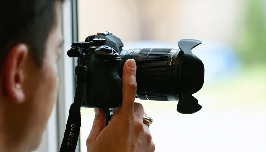 Demonstration of a camera clip in use for convenient camera access