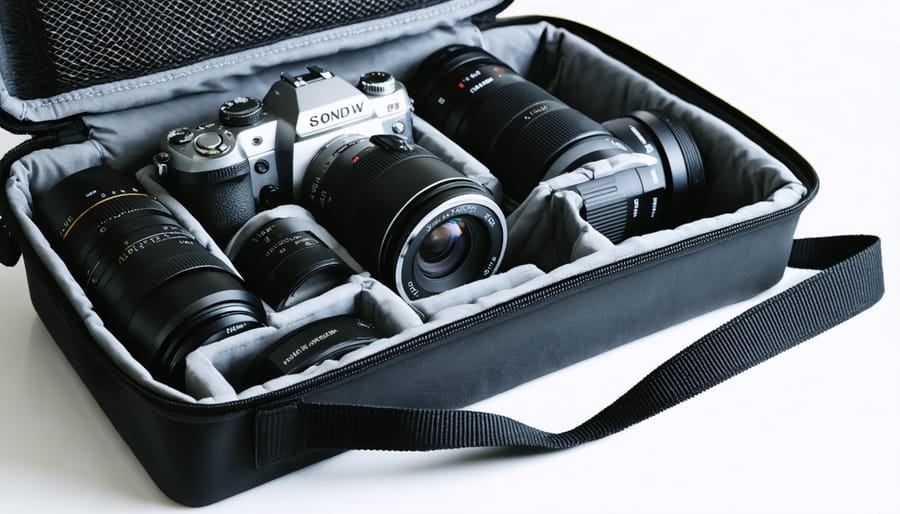 Camera equipment securely stored in a protective case for safe transport and storage