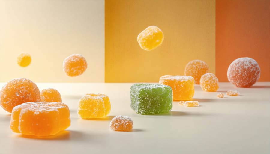 Stylish arrangement of freeze-dried candies showcasing composition techniques like the rule of thirds