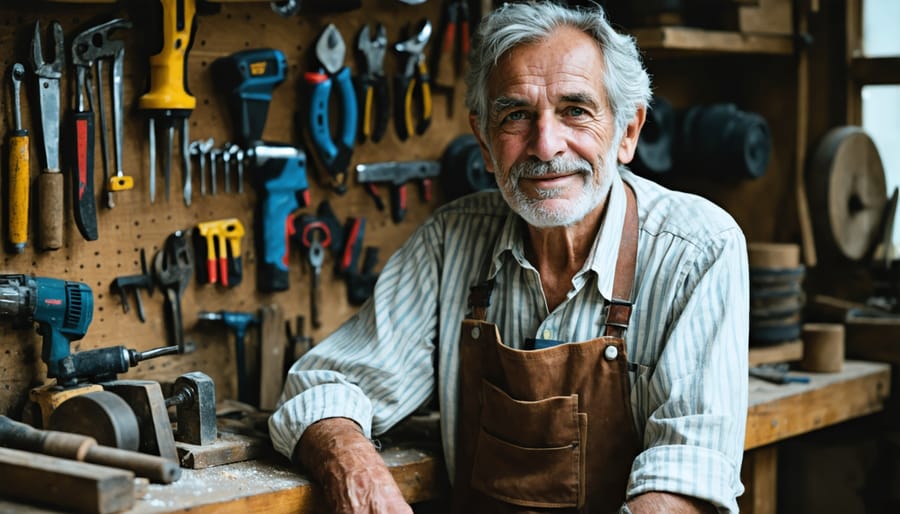 Candid environmental portrait of a craftsman in his element