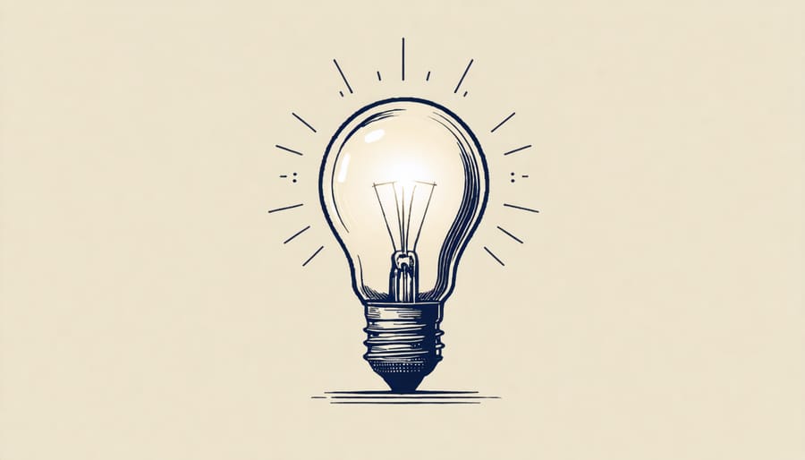 Glowing lightbulb representing the illumination stage of the creative process