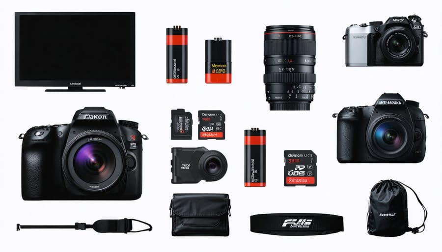 Collection of essential camera accessories for photographers