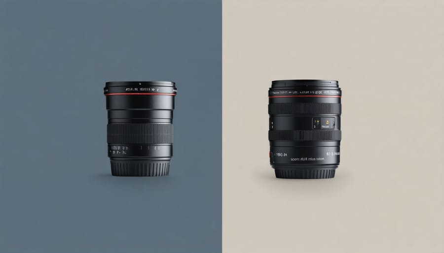 A zoom lens and a prime lens side by side, illustrating their differences