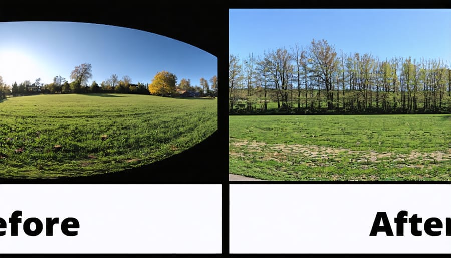 Split-screen comparison showing 360-degree scene with and without proper lighting setup