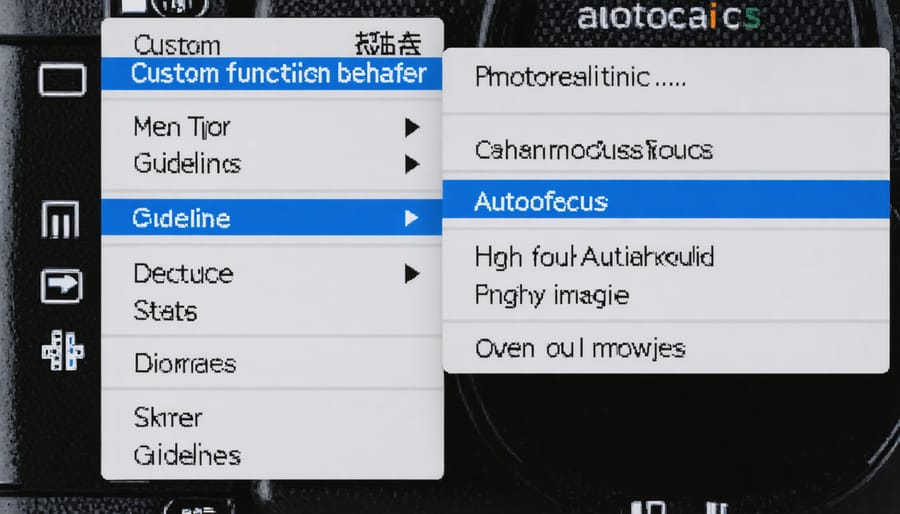 Detailed view of camera menu displaying AF customization options and parameters