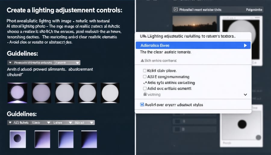 Screenshot of AI software interface for adjusting product lighting and shadows