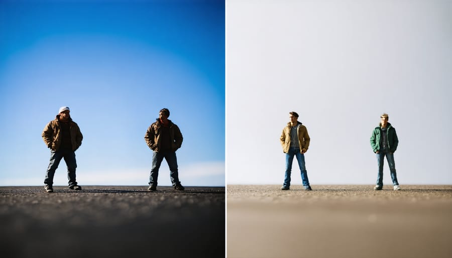 Visual comparison of background blur effects across different sensor sizes