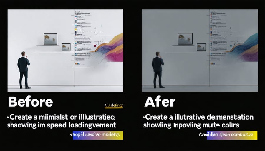 Visual comparison of website loading speeds with optimized versus unoptimized images