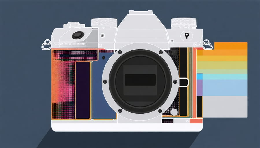 Technical diagram showing the internal structure of a digital camera sensor