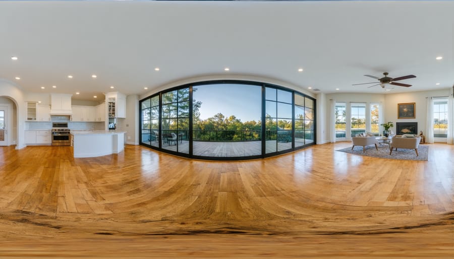 Real estate agent creating a virtual property tour with a 360-degree AI camera