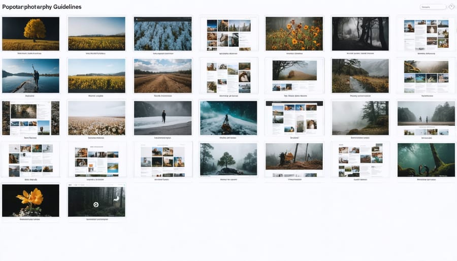 Comparison grid of different photography website builder platforms and their interfaces