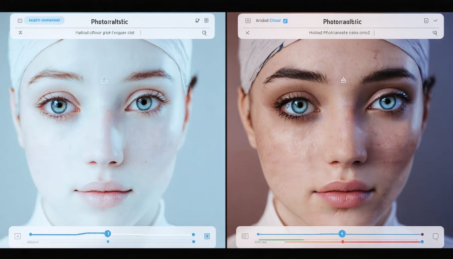 Before and after comparison of AI photo enhancement showing dramatic improvement in image quality