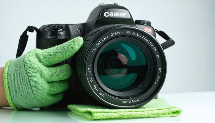 Step-by-step demonstration of cleaning a DSLR camera sensor with proper tools