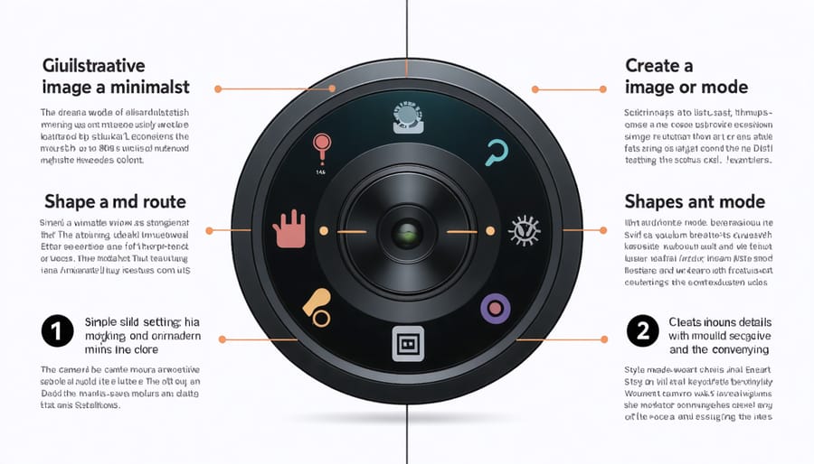 Camera mode dial diagram explaining Auto, Manual, Aperture Priority, and Shutter Priority modes