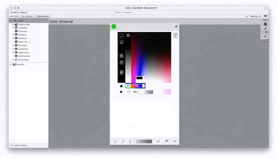 Photo editing interface demonstrating color channel adjustments for black and white conversion