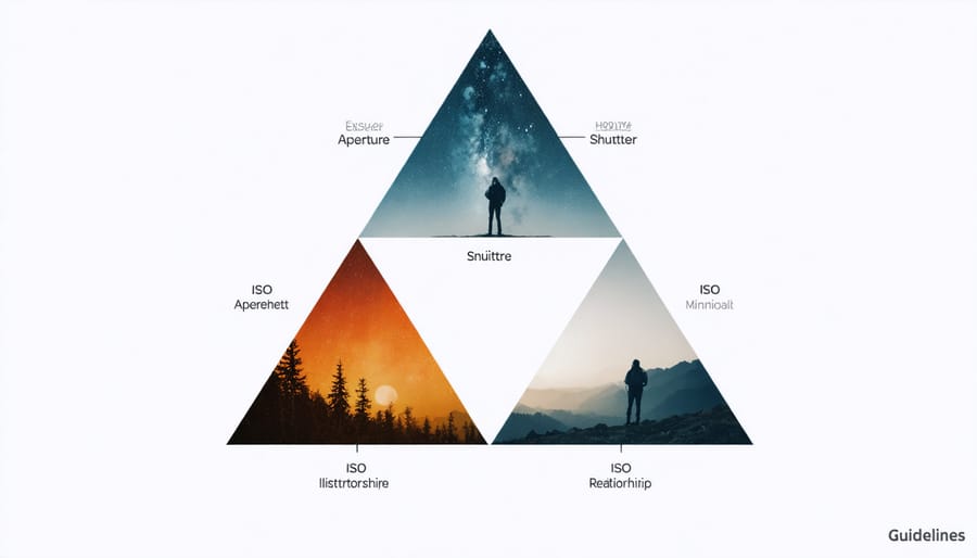 Infographic showing the relationship between aperture, shutter speed, and ISO in photography