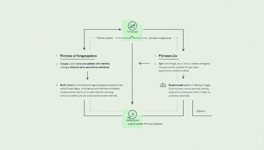 Infographic showing the steps of updating camera firmware from download to completion