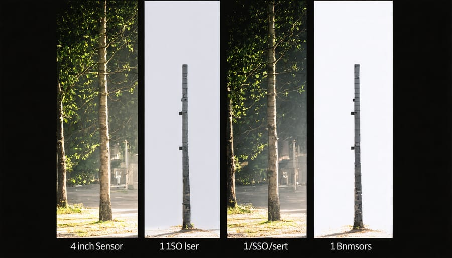 Side-by-side comparison of noise levels at high ISO between 4/3 and 1-inch sensors