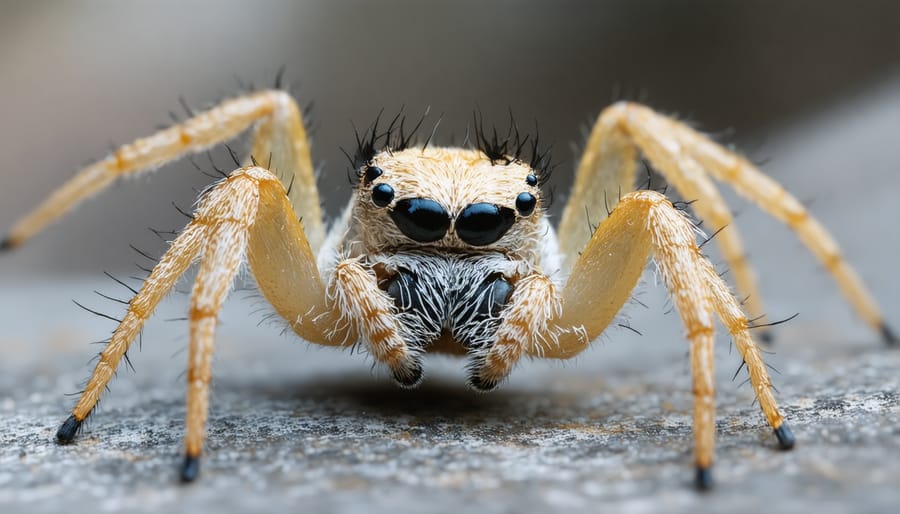 Complete macro photography equipment setup featuring a camera with macro lens and ring light for spider photography