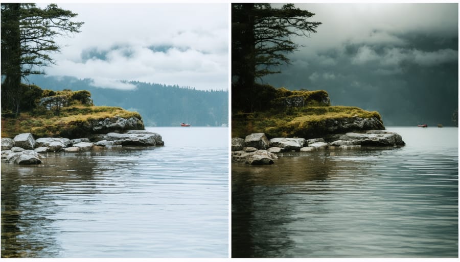 Side-by-side comparison of smartphone photos: automatic mode versus manual mode settings