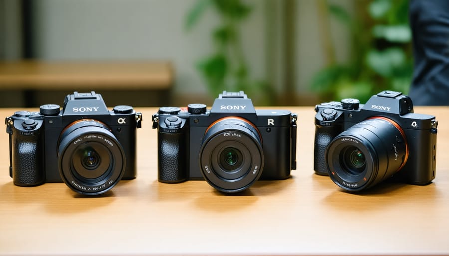 Collection of four popular big sensor compact cameras shown side by side