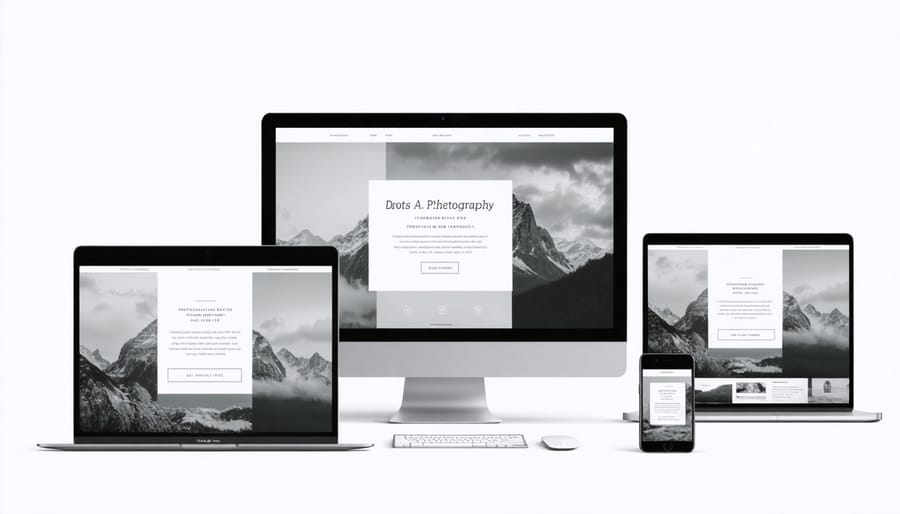 Responsive photography portfolio website displayed on multiple devices