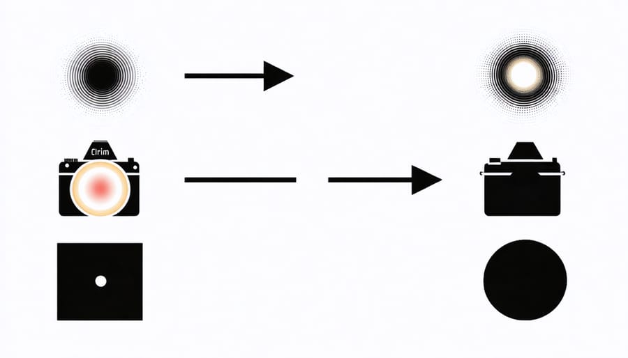 Illustrated diagram of split, Rembrandt, butterfly, and loop lighting patterns