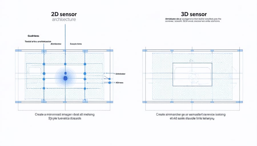 Side-by-side comparison illustrating the structural differences between traditional 2D and modern 3D camera sensors