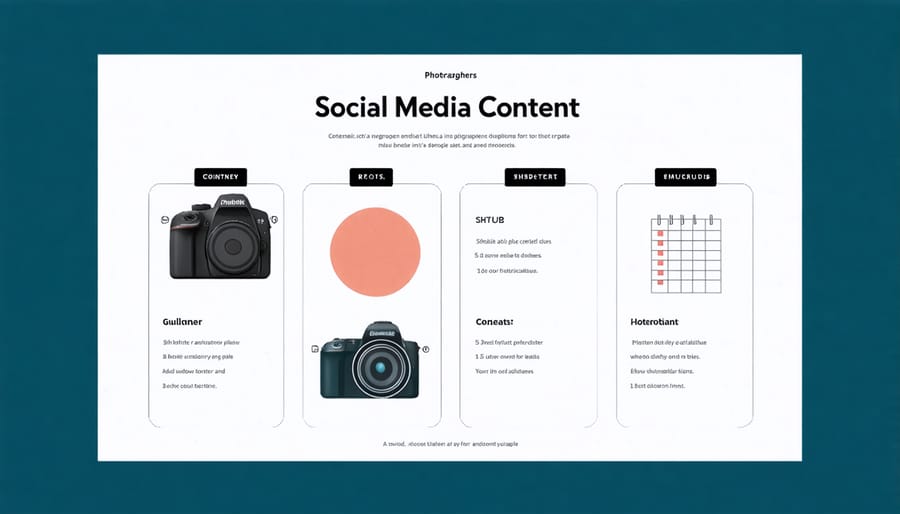 Visual calendar showing planned social media content types and posting schedule