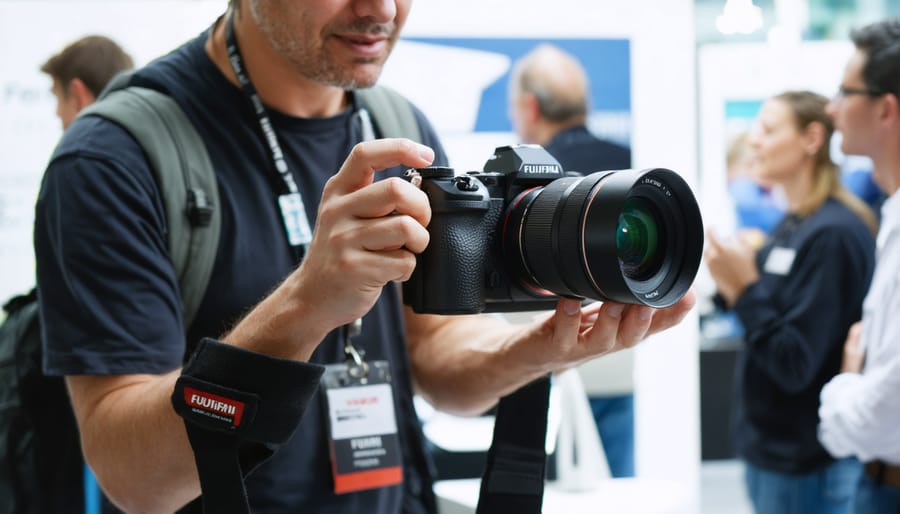 X-Photographer demonstrating Fujifilm equipment at a brand ambassador event