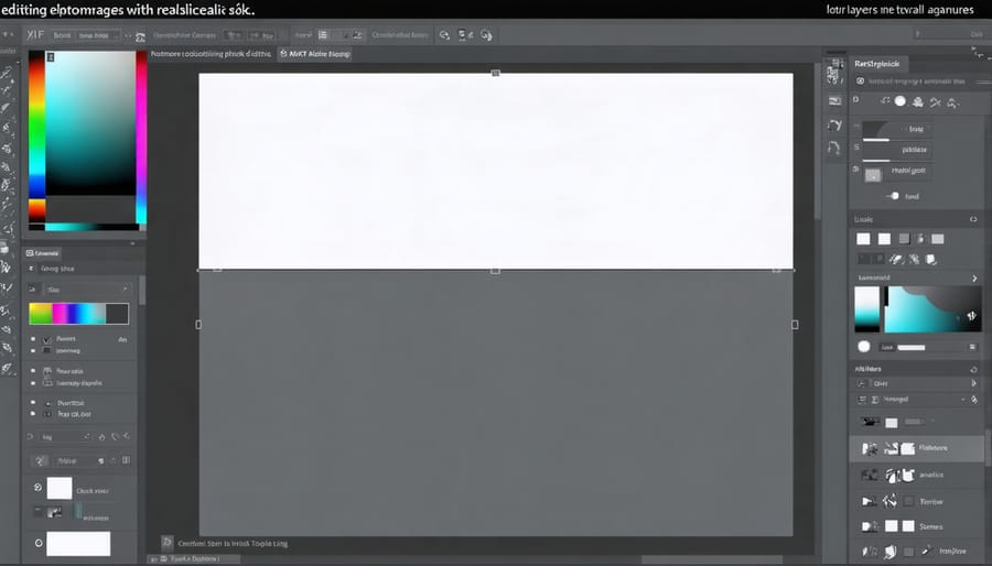 Adobe Photoshop workspace showing layers, adjustment panels, and toolbars during photo editing