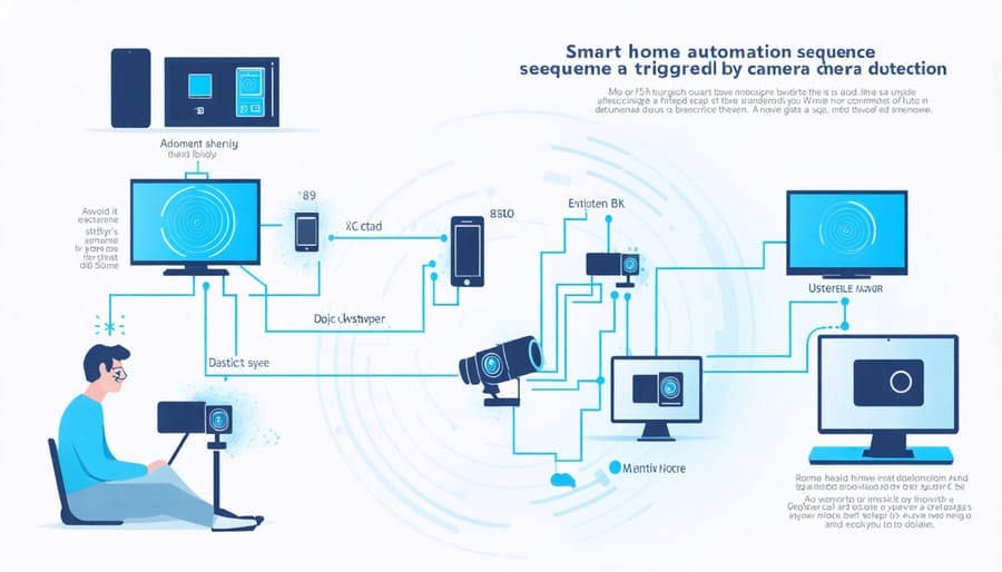 Flowchart of automated actions triggered by security camera detection